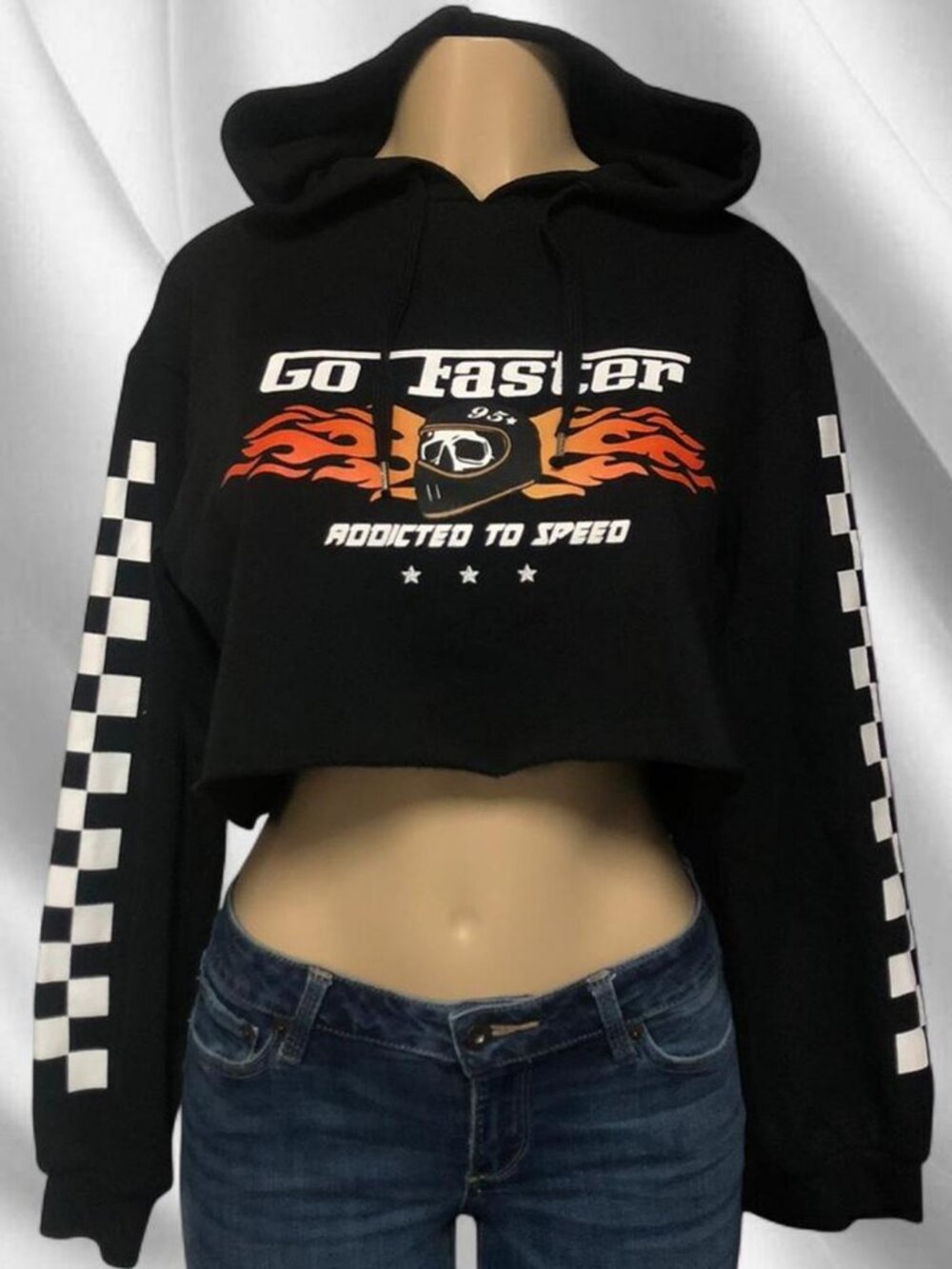 Bluenotes Checkered Cropped Hoodie